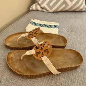Tory Burch Miller Cloud Sandals Brown/Cream | Size 8
